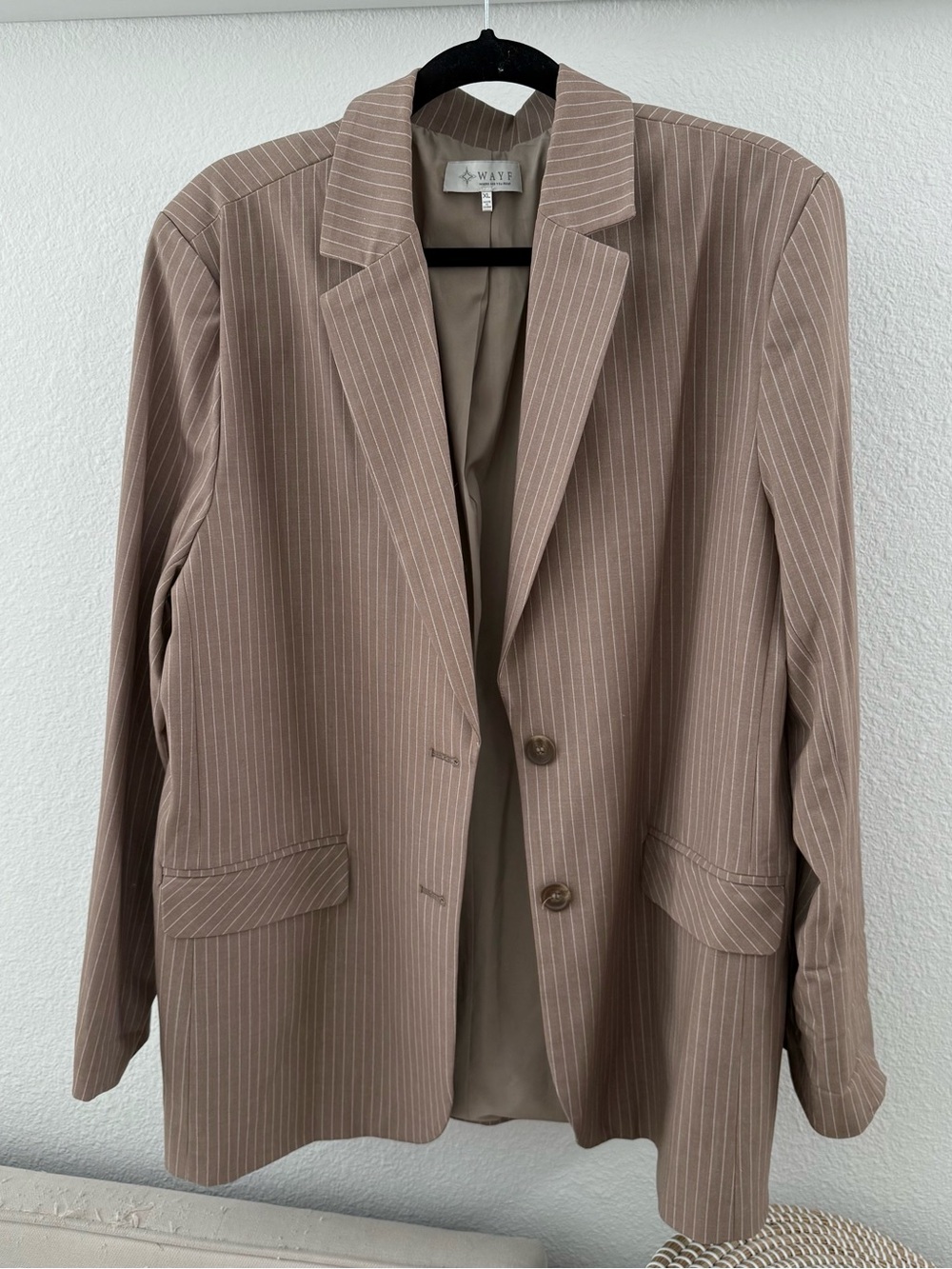 Wayf Taupe Pinstripe Blazer